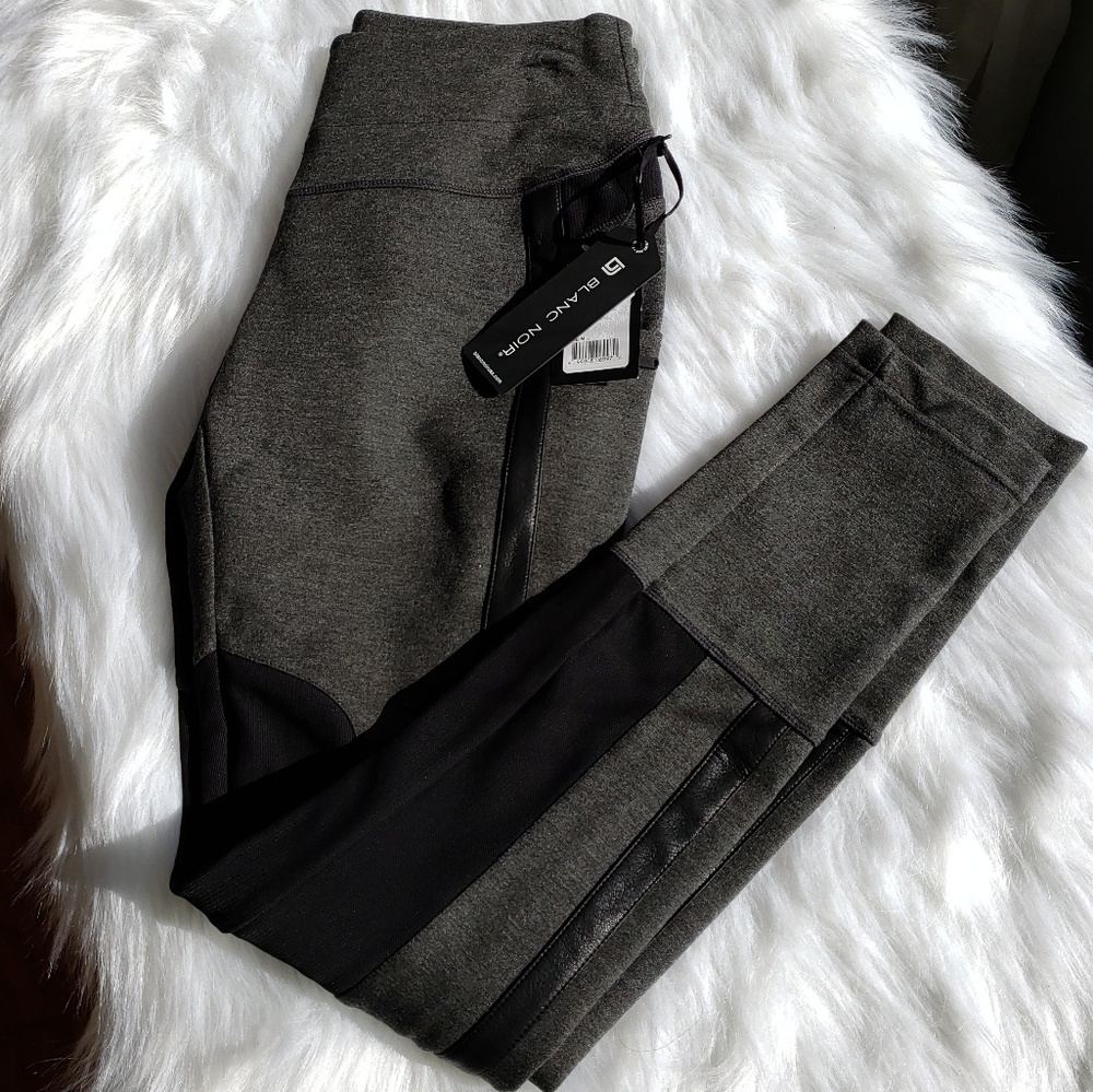 Medium Blanc Noir charcoal mesh & leather legging